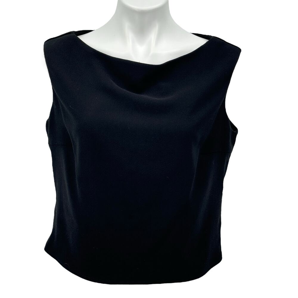 Lawrence Kurtz Sleeveless Top Black Evening SZ 12 Women's Closet Staple Back Zip - Picture 1 of 10